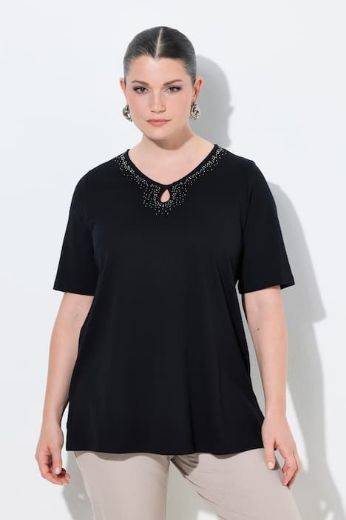 Plus size veliki brojevi Majica kratkih rukava V izreza pamučna za punije