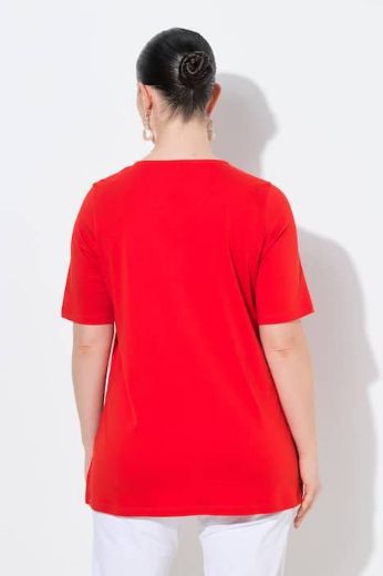 Plus size veliki brojevi Majica kratkih rukava V izreza pamučna za punije