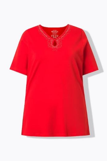 Plus size veliki brojevi Majica kratkih rukava V izreza pamučna za punije