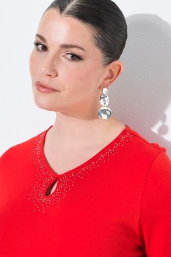 Plus size veliki brojevi Majica kratkih rukava V izreza pamučna za punije