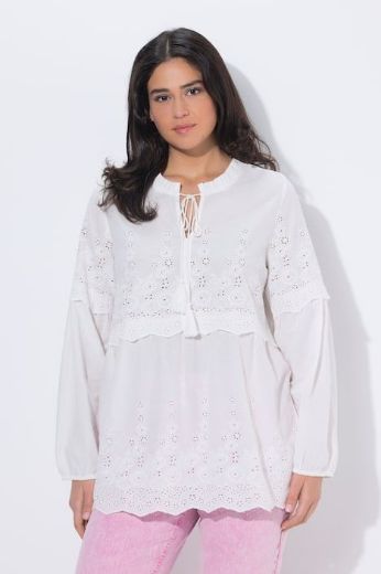 Plus size veliki brojevi Bluza dugih rukava s uzorkom čipke za punije