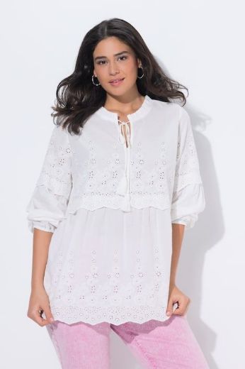 Plus size veliki brojevi Bluza dugih rukava s uzorkom čipke za punije