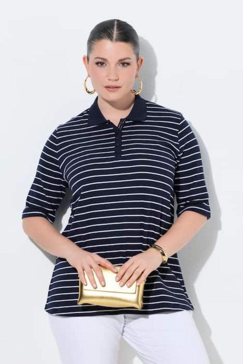 Plus size veliki brojevi Majica kratkih rukava pamučna s kragnom za punije