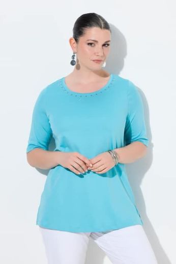 Plus size veliki brojevi Majica kratkih rukava s ukrasima pamučna za punije