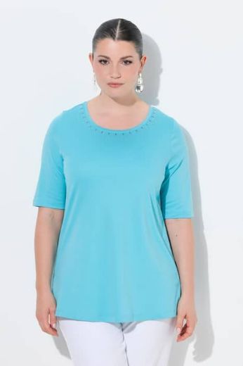 Plus size veliki brojevi Majica kratkih rukava s ukrasima pamučna za punije