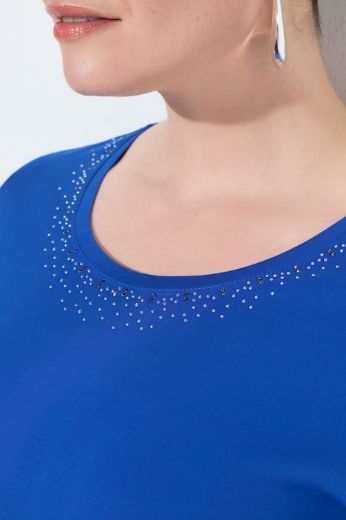 Plus size veliki brojevi Majica kratkih rukava s ukrasima pamučna za punije