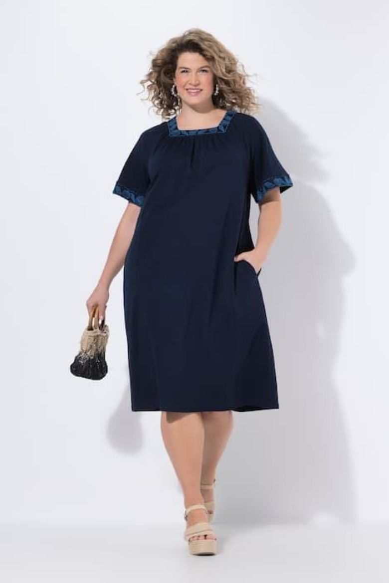 Plus size veliki brojevi Haljina midi kratkih rukava za punije