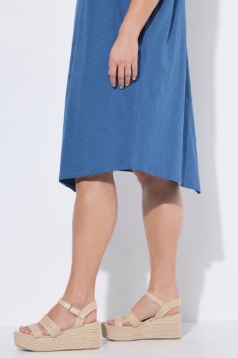 Plus size veliki brojevi Haljina midi kratkih rukava pamučna za punije