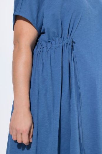 Plus size veliki brojevi Haljina midi kratkih rukava pamučna za punije