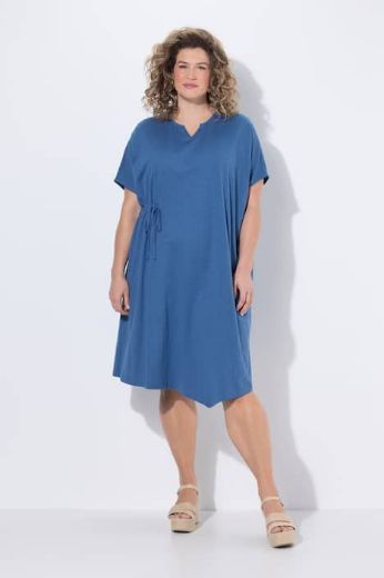 Plus size veliki brojevi Haljina midi kratkih rukava pamučna za punije