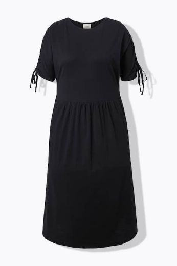 Plus size veliki brojevi Haljina midi kratkih rukava s ukrasima pamučna za punije