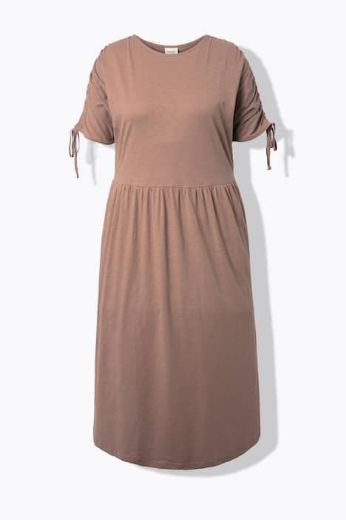 Plus size veliki brojevi Haljina midi kratkih rukava s ukrasima pamučna za punije