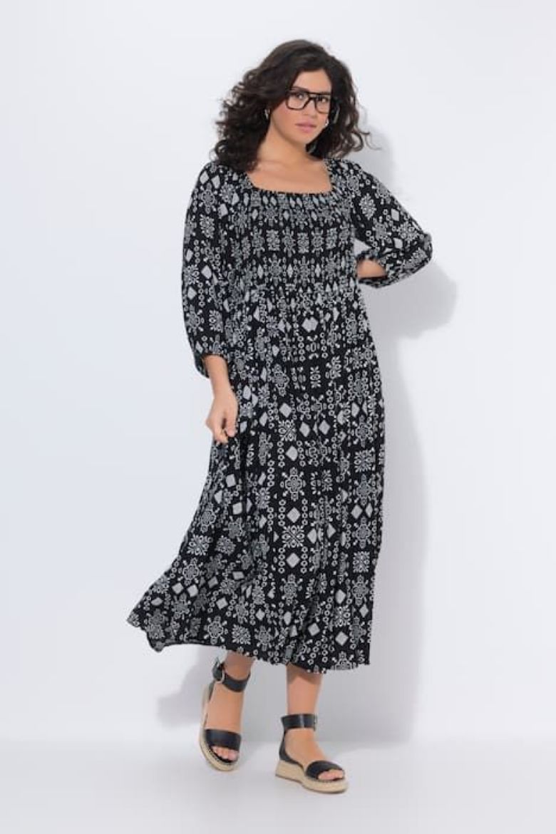 Plus size veliki brojevi Haljina midi 3/4 rukavi za punije