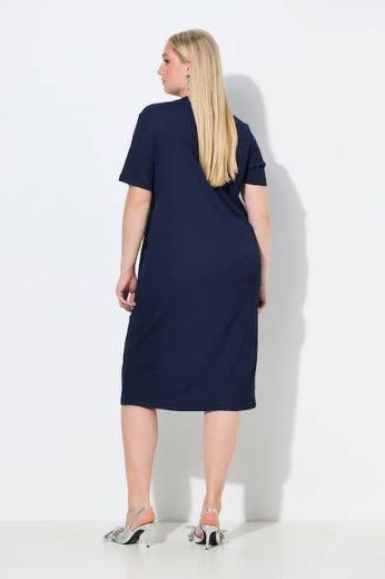 Plus size veliki brojevi Haljina midi kratkih rukava za punije