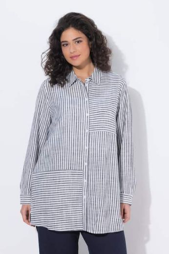 Plus size veliki brojevi Bluza od mješavine lana dužeg kraja za punije