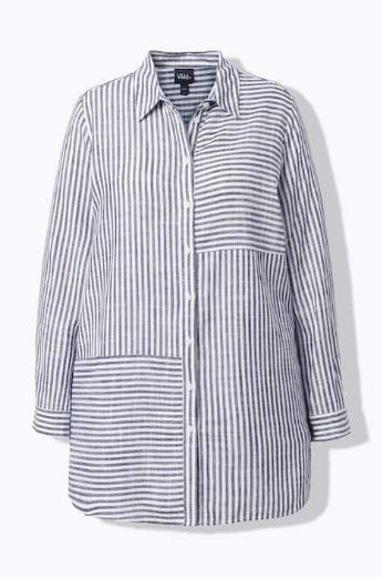 Plus size veliki brojevi Bluza od mješavine lana dužeg kraja za punije