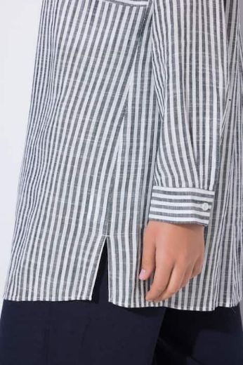 Plus size veliki brojevi Bluza od mješavine lana dužeg kraja za punije