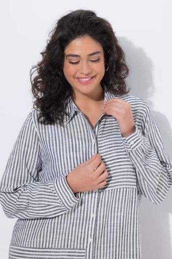 Plus size veliki brojevi Bluza od mješavine lana dužeg kraja za punije