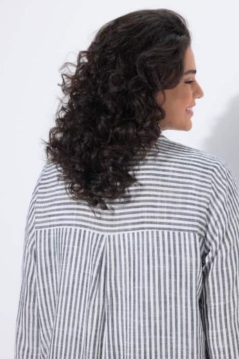 Plus size veliki brojevi Bluza od mješavine lana dužeg kraja za punije