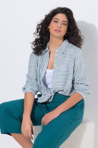 Plus size veliki brojevi Bluza od mješavine lana dužeg kraja za punije