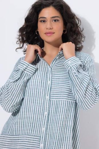 Plus size veliki brojevi Bluza od mješavine lana dužeg kraja za punije