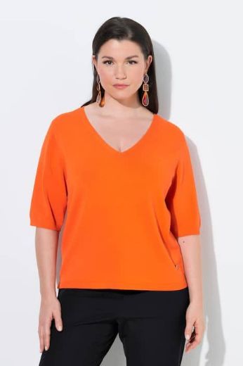 Plus size veliki brojevi Pulover polu rukava V ovratnika za punije