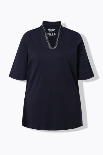 Plus size veliki brojevi Majica s ukrasima na ovratniku kratki rukavi za punije