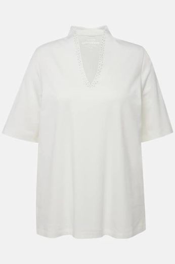 Plus size veliki brojevi Majica s ukrasima na ovratniku kratki rukavi za punije
