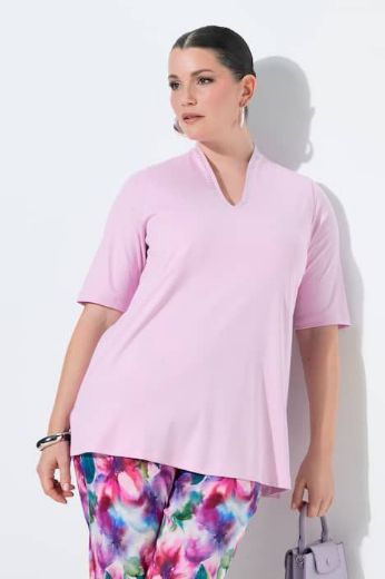 Plus size veliki brojevi Majica s ukrasima na ovratniku kratki rukavi za punije