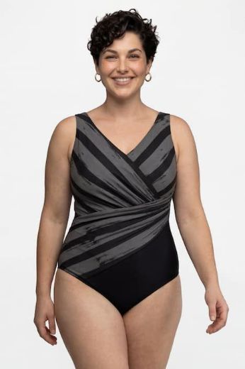 Plus size veliki brojevi Kupaći kostim jednodijelni s prugama za punije