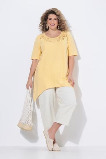 Plus size veliki brojevi Majica kratkih rukava asimetrična s ukrasnim vezom za punije