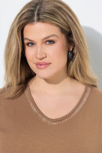 Plus size veliki brojevi Majica kratkih rukava V ovratnika za punije