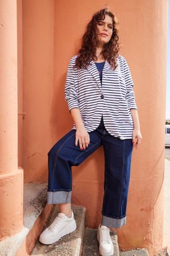 Plus size veliki brojevi Sako na pruge za punije
