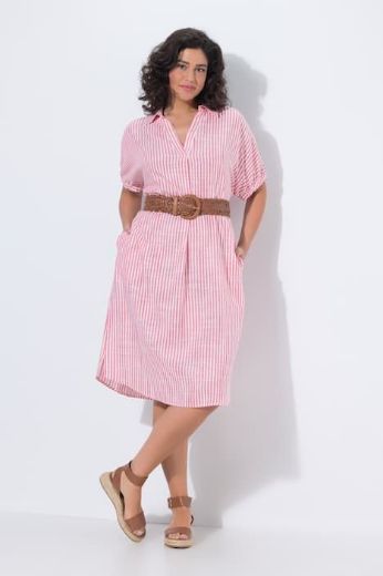 Plus size veliki brojevi Haljina na pruge V ovratnika za punije