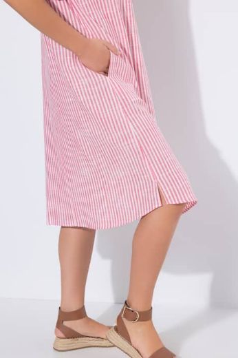 Plus size veliki brojevi Haljina na pruge V ovratnika za punije