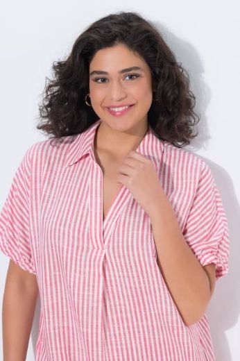 Plus size veliki brojevi Haljina na pruge V ovratnika za punije