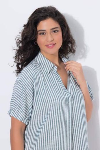 Plus size veliki brojevi Haljina na pruge V ovratnika za punije