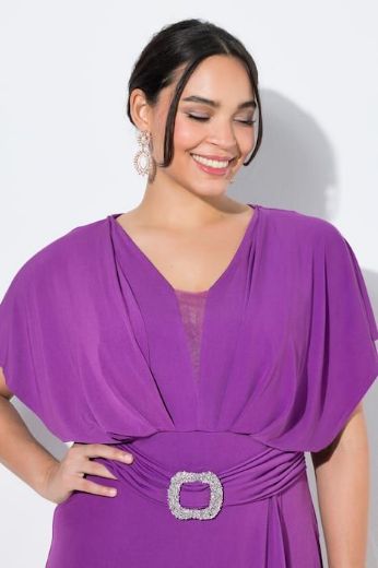 Plus size veliki brojevi Haljina maxi kratkih rukava V izreza za punije