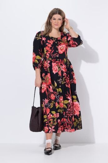 Plus size veliki brojevi Haljina 3/4 rukava okrulog izreza za punije