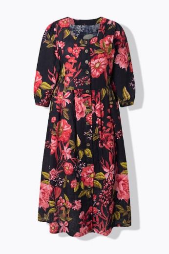 Plus size veliki brojevi Haljina 3/4 rukava okrulog izreza za punije