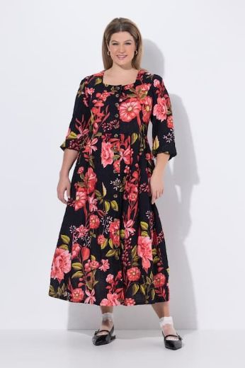 Plus size veliki brojevi Haljina 3/4 rukava okrulog izreza za punije