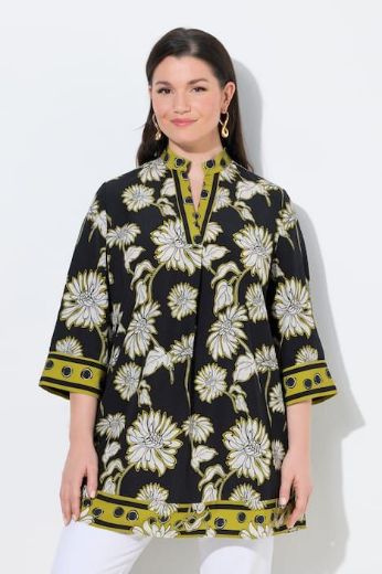 Plus size veliki brojevi Tunika elegantna 3/4 rukava A kroja s kragnom za punije