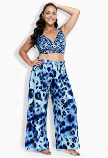 Plus size veliki brojevi Hlače palazzo širokih nogavica elastičnog struka za punije