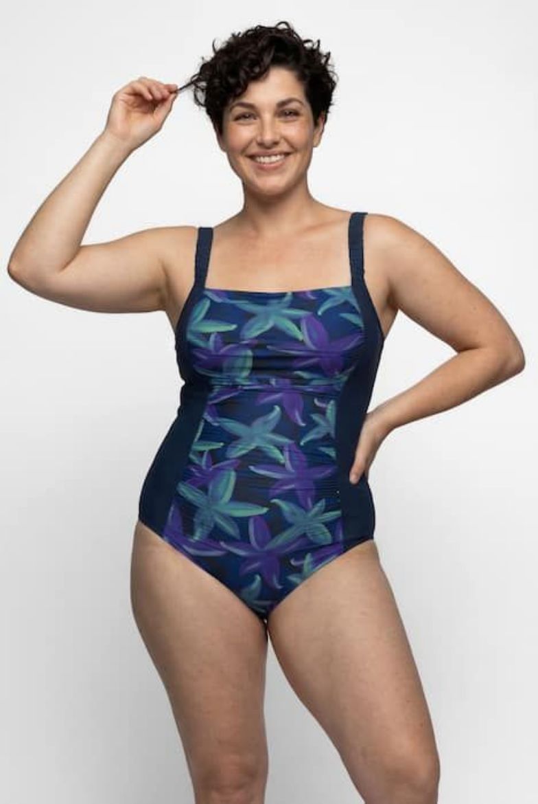 Plus size veliki brojevi Kupaći kostim elastičnihi naramenica i mekanih košarica cvjetni uzorak za punije