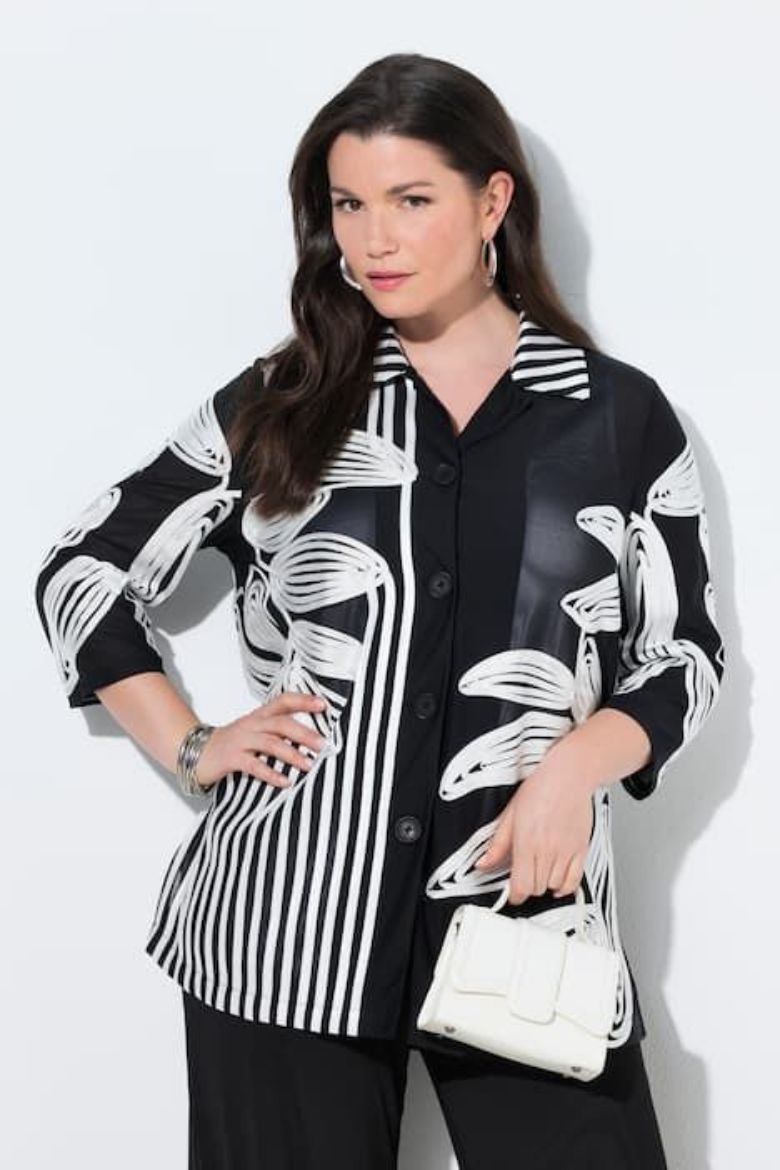 Plus size veliki brojevi Bluza 3/4 rukava sa kragnom za punije