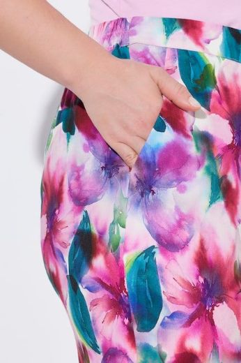 Plus size veliki brojevi Hlače ravnih nogavica cvjetnog printa za punije