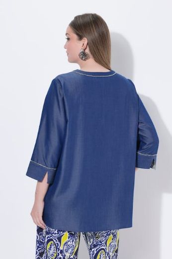Plus size veliki brojevi Bluza 3/4 rukava traper izgled za punije