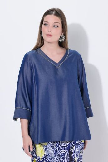 Plus size veliki brojevi Bluza 3/4 rukava traper izgled za punije
