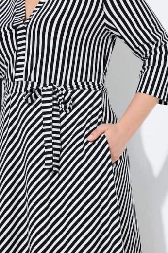 Plus size veliki brojevi Haljina midi 3/4 rukava A kroja prugasta za punije