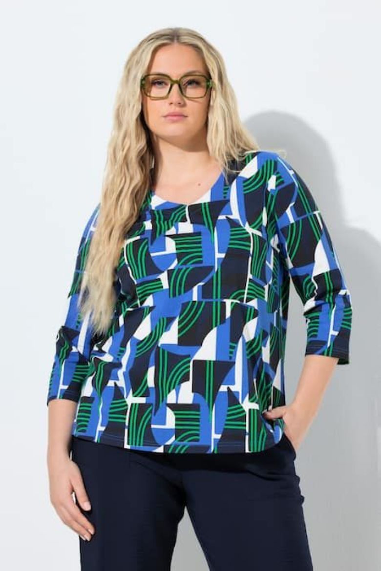 Plus size veliki brojevi Majica 3/4 rukava V izreza za punije